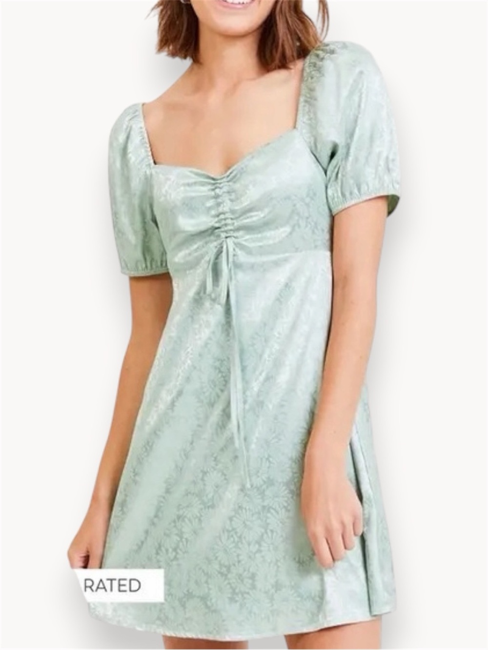 Altar'd State Sage Green Ruched Front Mini Dress